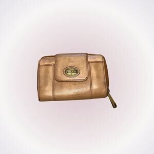 Fossil Bronze Leather Zip Wallet | Sz OS